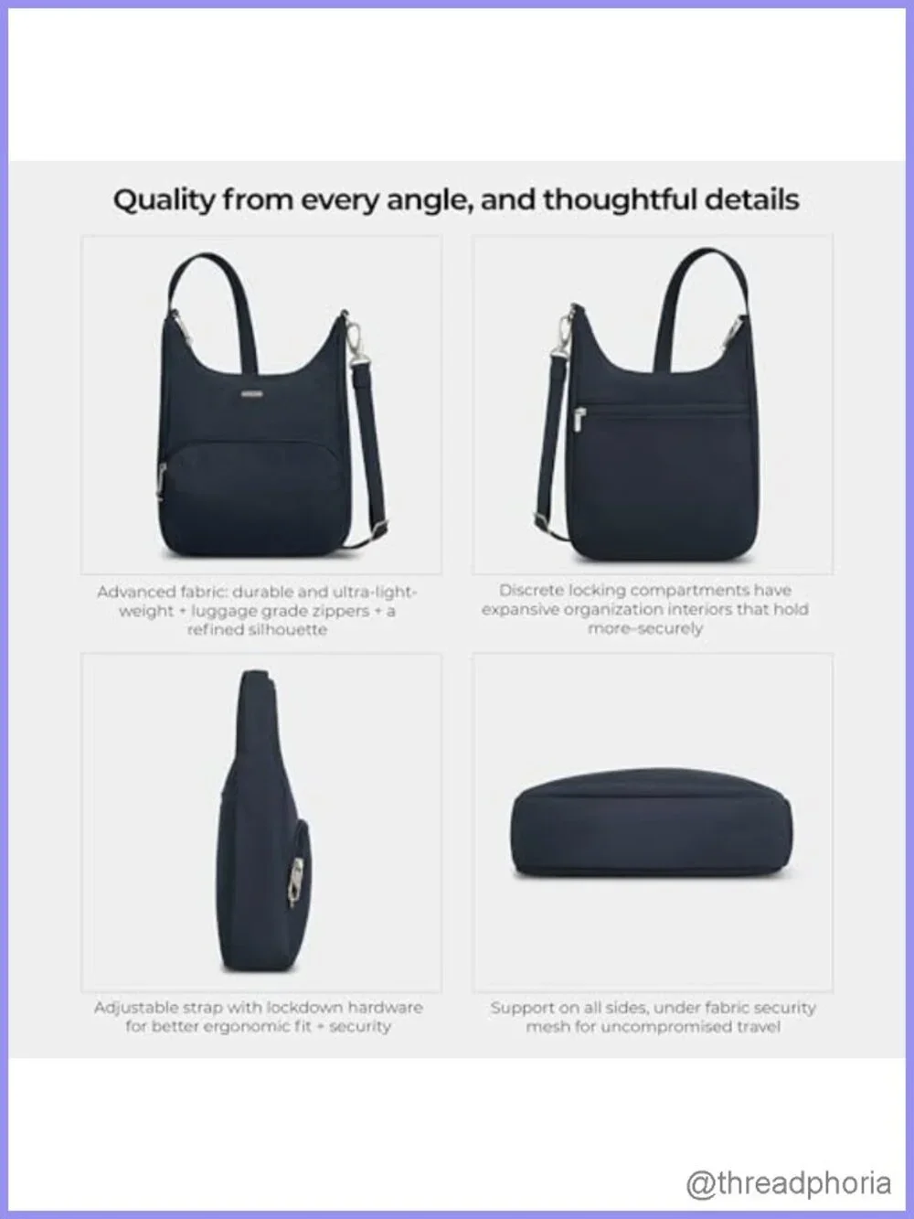 Anti-Theft Essential Messenger Bag Lightweight Travel Crossbody